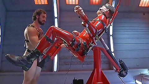 Sadomasochism Poor teen 18+ In Shiny Catsuit Fastened And Fucked